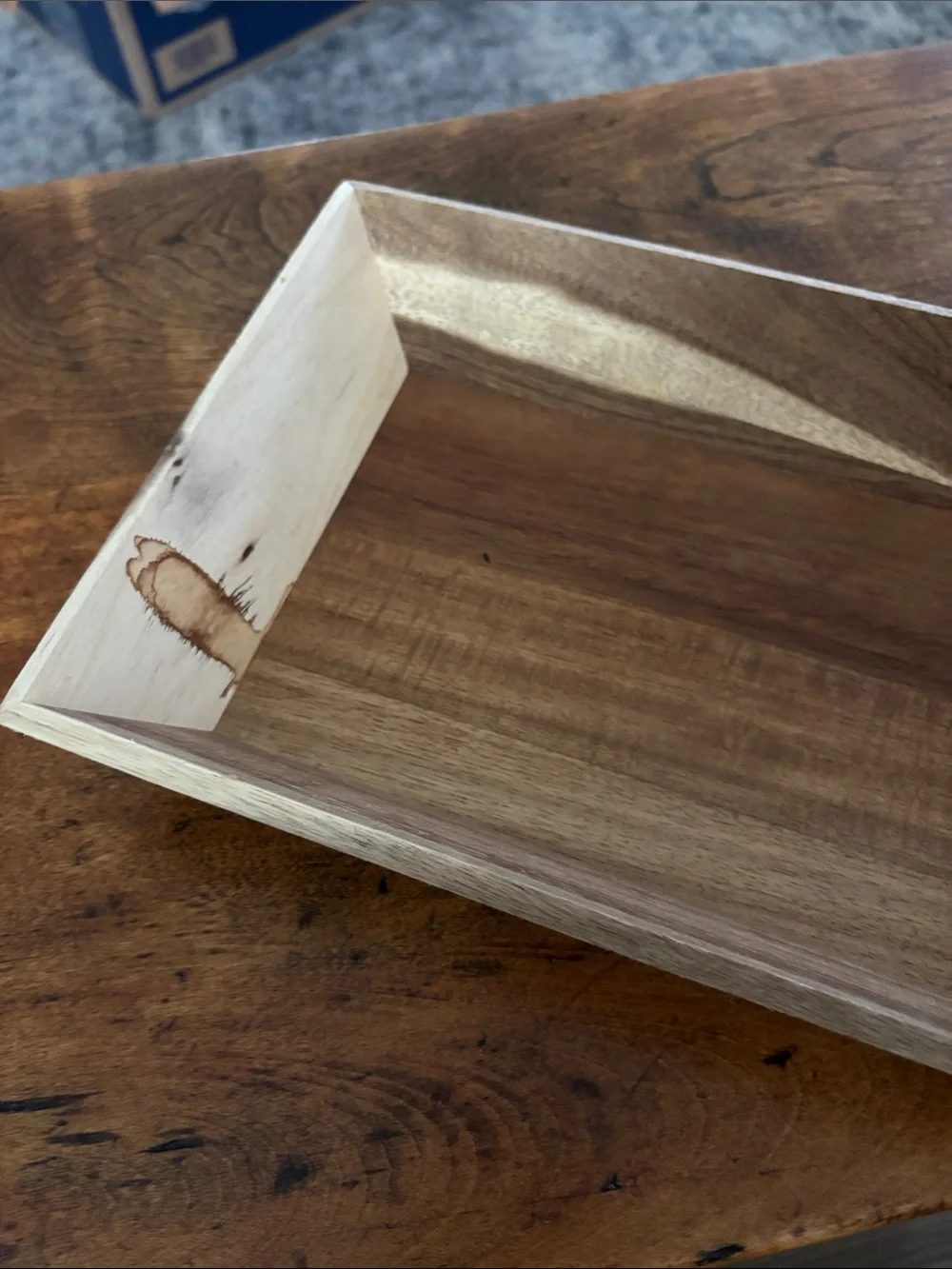 Rustic Farmhouse Natural Wood Tray Brown Wooden Organizer Cottagecore